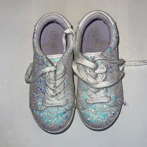 Cat & jack sneakers, size 10 white glitter